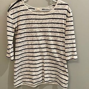 Black and white striped lace top